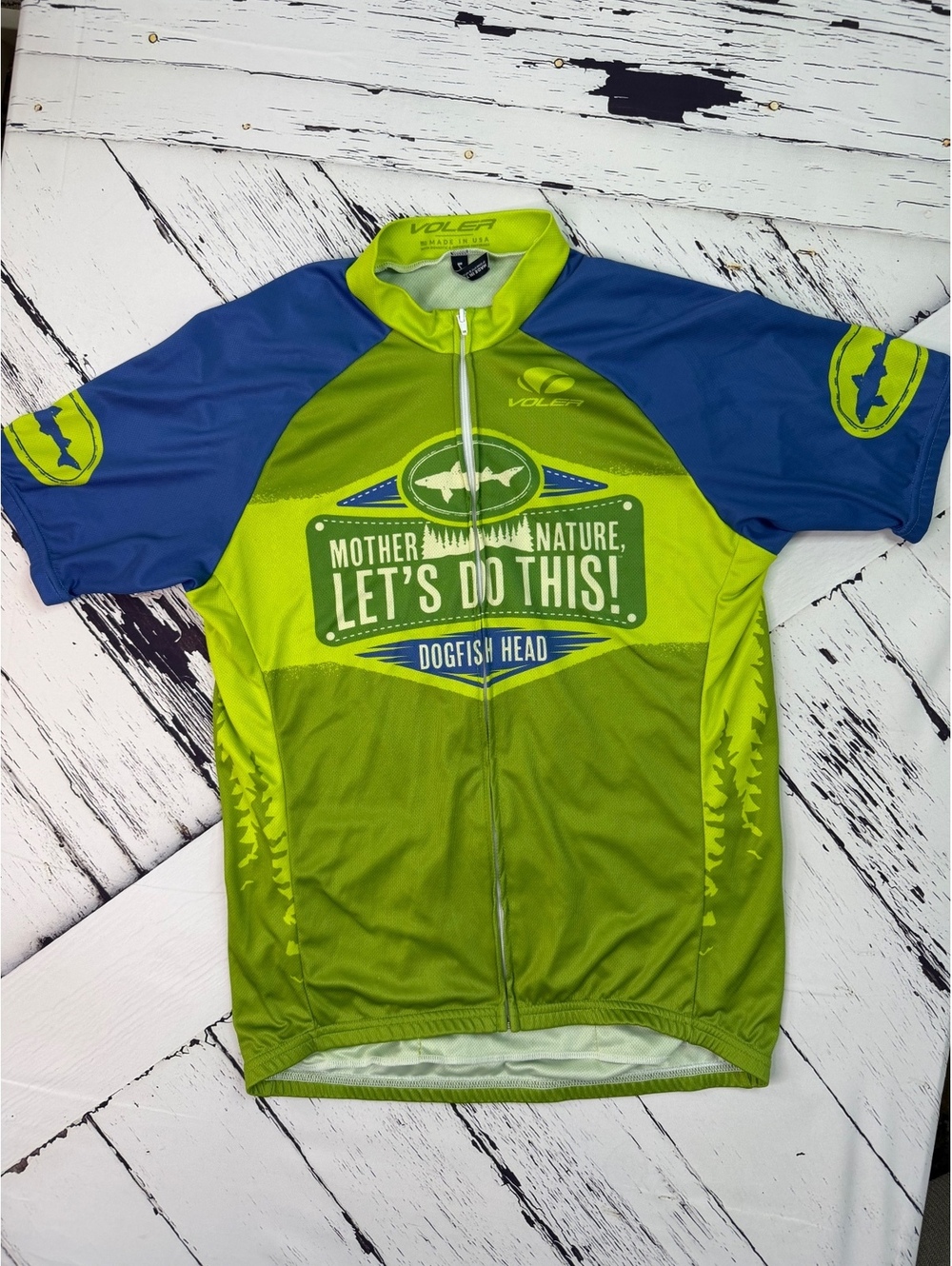 Voler Dogfish Head Brewery Bike Jersey "Mother Nature Let's Do This" Full Zip LG